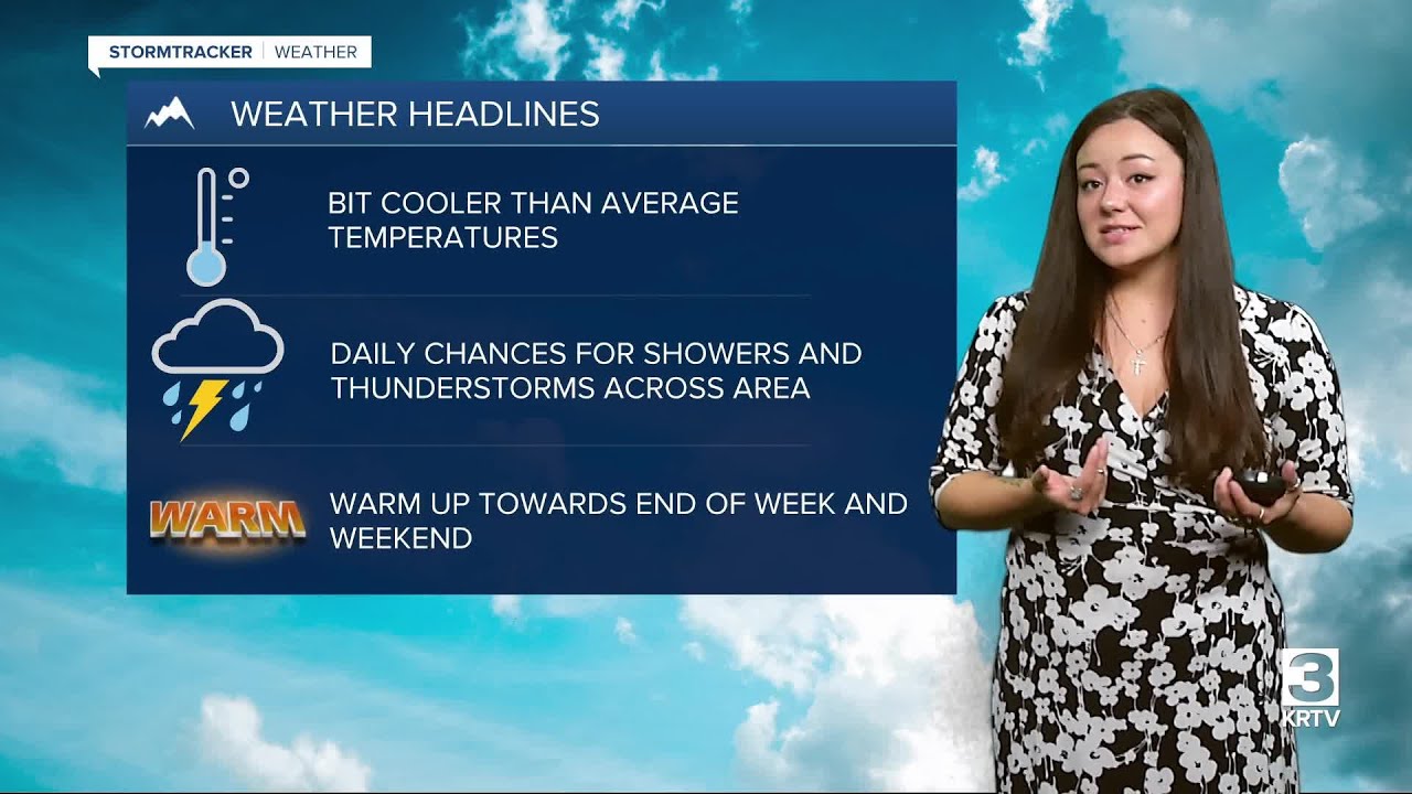 Scattered showers and slightly below-average temperatures - YouTube