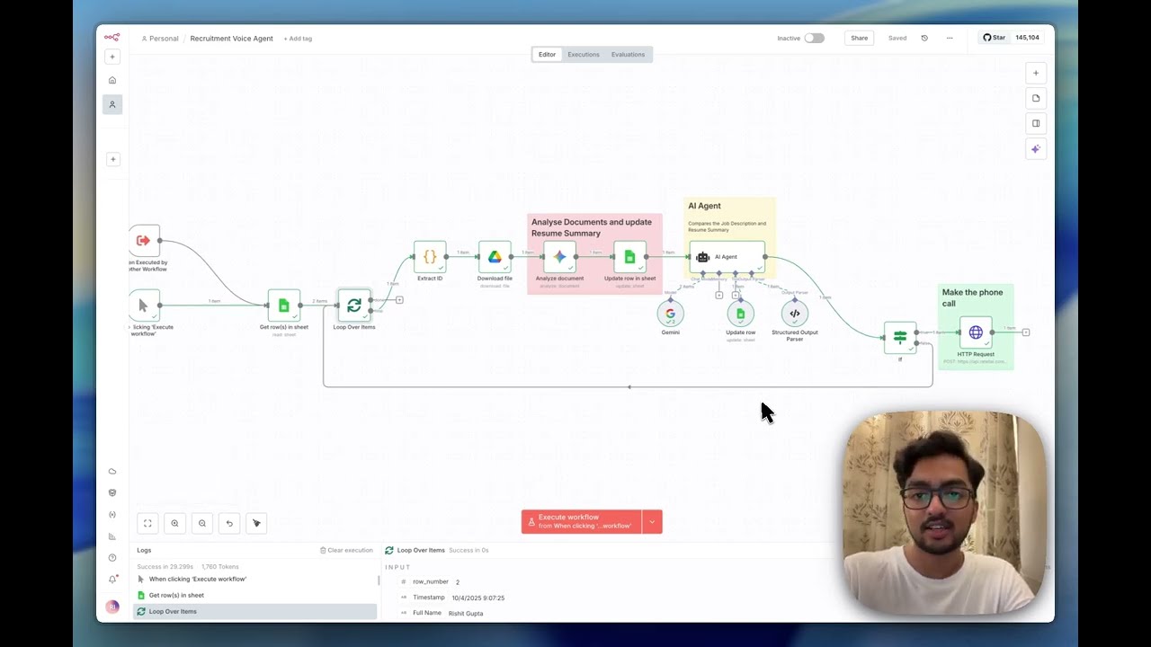 AI voice agent calling candidate in n8n automation workflow
