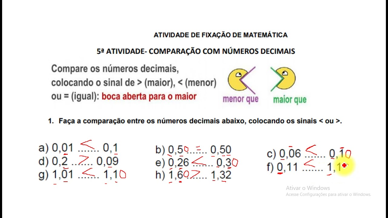 Atividades Sinal de Maior Menor e Igual para Baixar e Imprimir