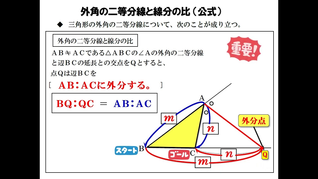 外角 の 二 等 分 線