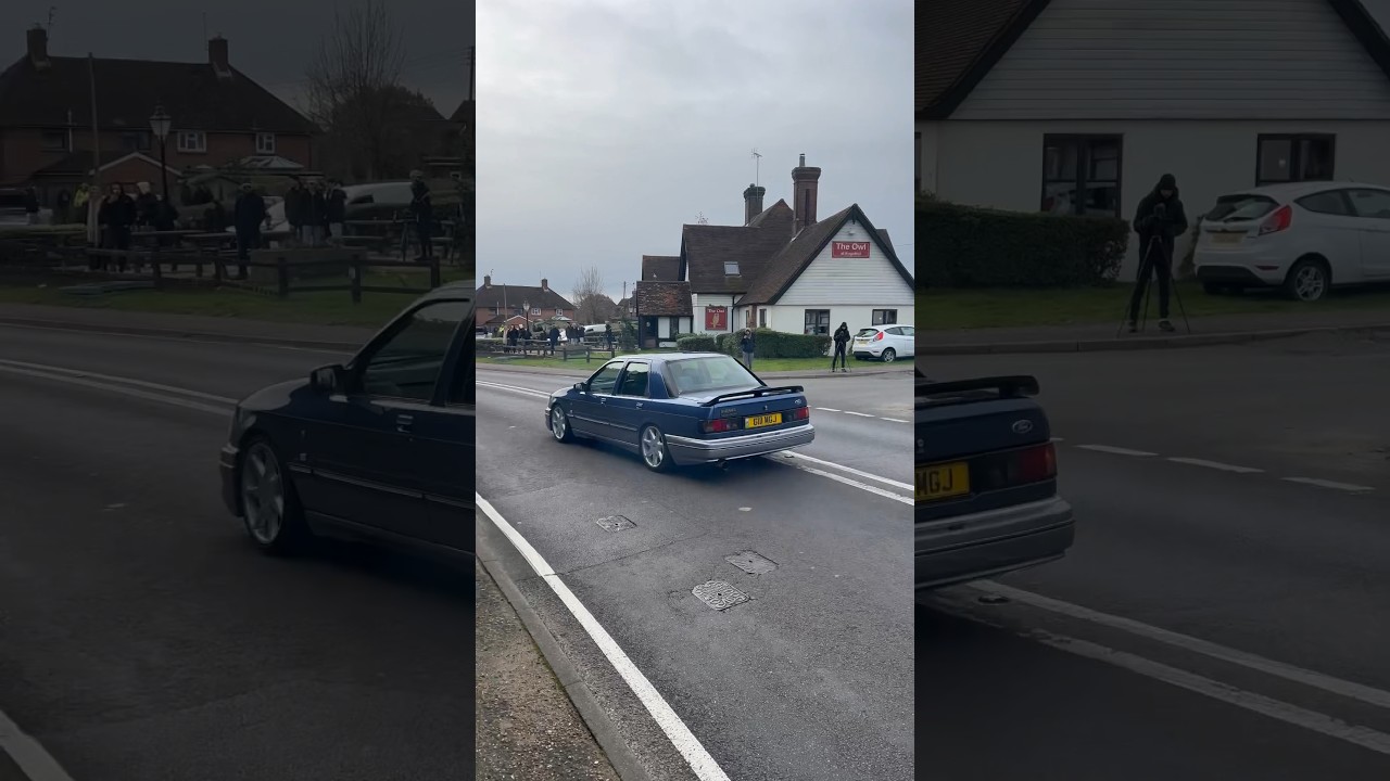 90s retro cars leaving a retro car show !