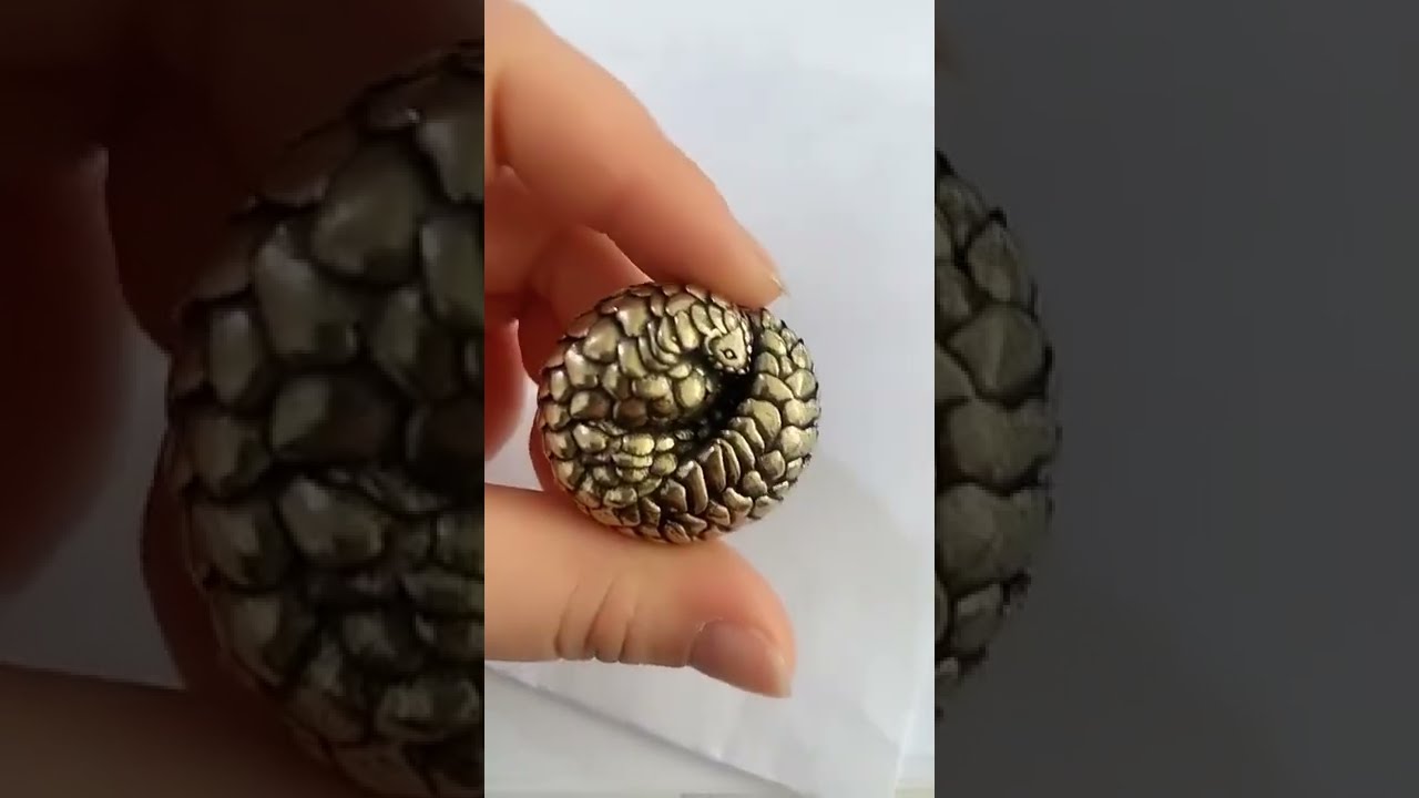 Pure Brass Spherical Pangolin Figurine Miniature Vintage Animal Tea Pet Ornament