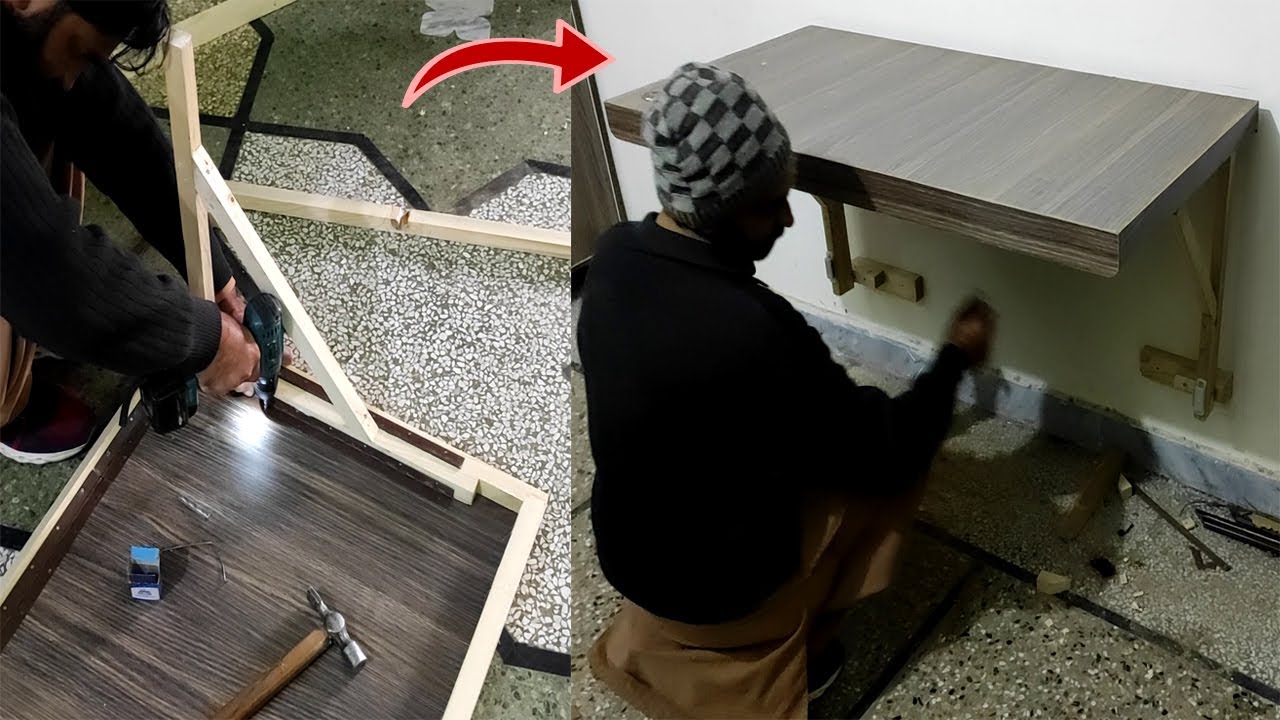 How To Make A Wall Mount folding Table diy wooden Folding iron Table