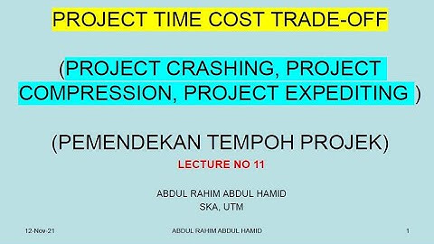 SEAA4113  PROJECT TIME COST TRADE-OFF OR PROJECT CRASHING