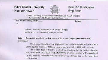B.Ed 1st year practical notification (IGU) || Naveen Dahiya