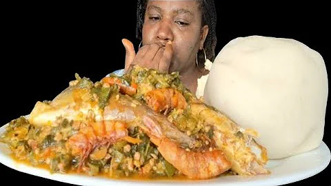 Nigeria food ASMR mukbang/ okra soup and fufu mukbang eating Sound ASMR mukbang 😋