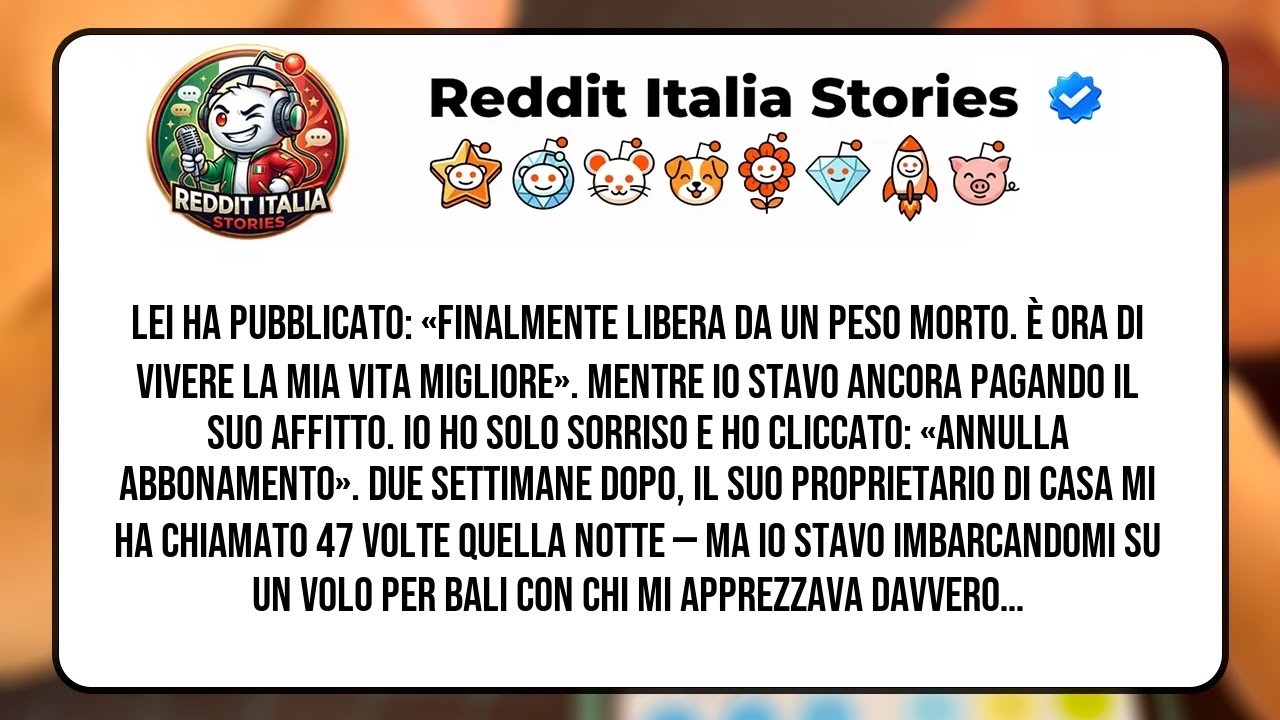 Ho visto il suo post mentre pagavo ancora il suo affitto. “Finalmente libera da un peso morto. È ora di vivere la mia vita migliore.” Quelle parole mi hanno colpito allo stomaco, perché il peso...