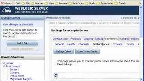 BEA WebLogic Server 9 - Generating Thread Dump from console