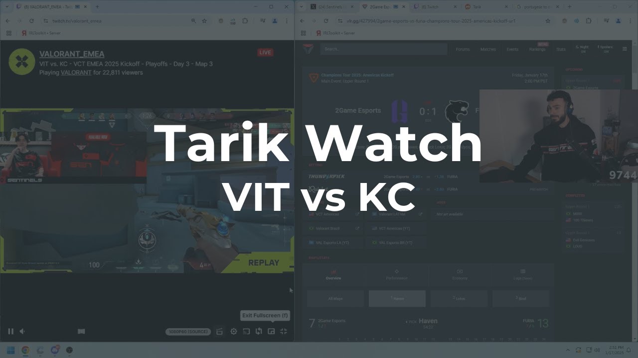 Tarik watch VIT vs KC VCT EMEA 2025 Kickoff [20250117] PART 1 YouTube