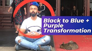 Blue + Purple Hair Color Transformation | Rainbow Hair Dye | Men's hair