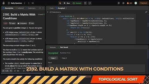 LEETCODE DAILY QUESTION 2392 | Build a Matrix With Conditions | Is Kabir Coding #coding #programming