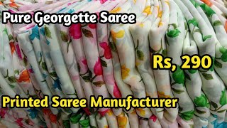 Pure Georgette Saree Manufacturer | Surat Wholesale Market | Printed Saree Wholesale Shop #Saree screenshot 4