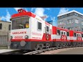  ambulance train rescue  police train cartoon   lego toy factory train