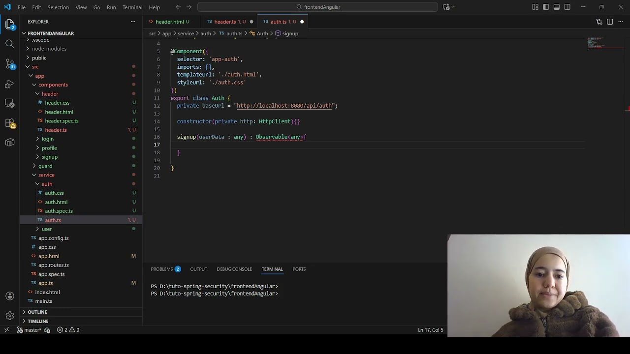 Angular Auth Service : signup, login, logout ( HttpClient,Observable, POST)