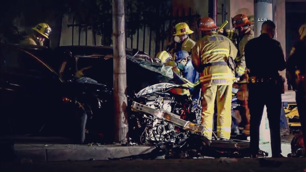 Driver Trapped After Crashing into Building | INGLEWOOD CA 10.11.20 ...