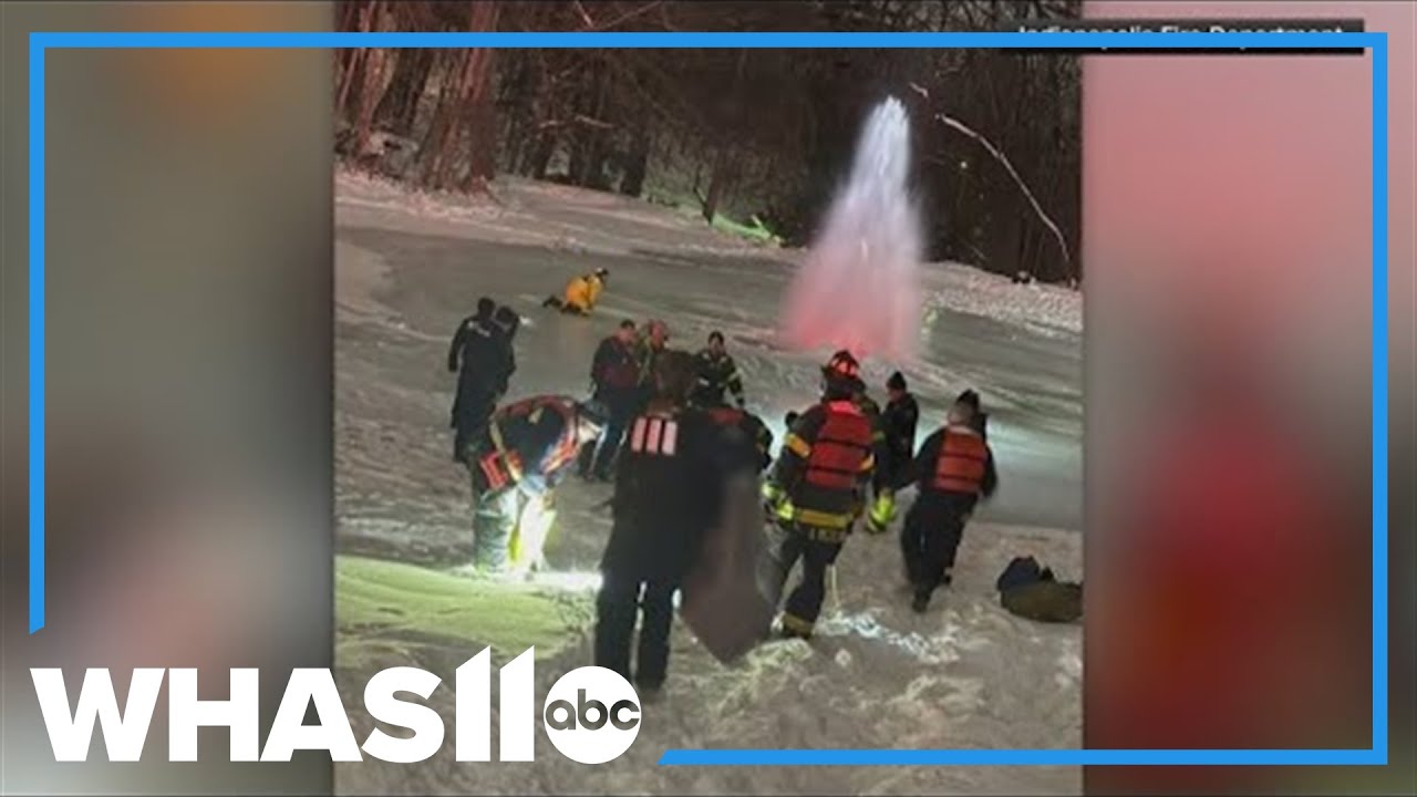 Man rescued after falling through icy pond while taking selfie - YouTube