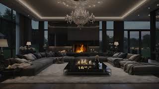 Rainy Day Coziness | Snuggling By The Fireplace | Luxurious Living Room