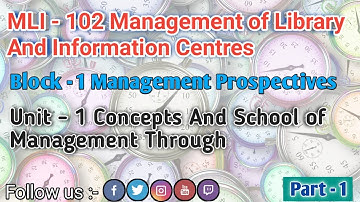 MLI - 102, UNIT 1 CONCEPTS AND SCHOOLS OF MANAGEMENT THOUGHT | Block - 1 | Part - 1