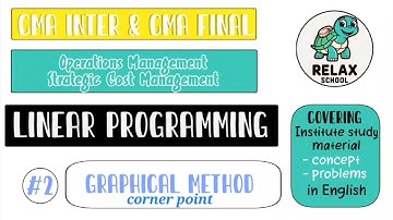 CMA INTER | CMA FINAL | Linear Programming #2 Graphical method - Corner point [BBA/BCOM]