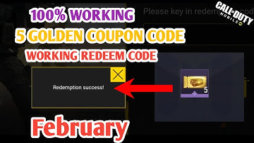 *New* 🥵 FEBRUARY 11 Codm Working Redeem Code 5 Golden Coupon Redeem Code Codm 2023