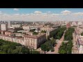 Центр жаркого Волгограда с высоты птичьего полета, 4k