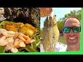 Prawns 🍤 Oysters & Salmon Catch n Cook 🔥 on the fire Shrimp cooking EP.374