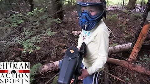 Kids shoot Paintball gun. Marker of the Week #12: Tippmann A5 Apex. Fun and safe target practice!