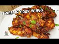 Air fryer crispy chicken wings with sweet n sour sauce  air fryer recipes 