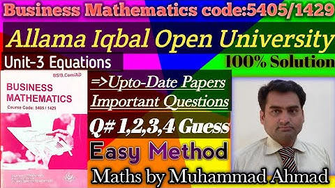 Unit-3 Important Questions|AIOU Business Mathematics 1429| @muhammadahmadmathematician3264 |