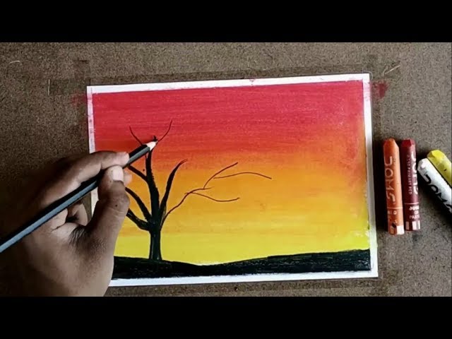 oil pastel scenery | Art drawings for kids, Easy drawings, Drawings