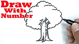 how to draw a tree with number 3 drawing with number