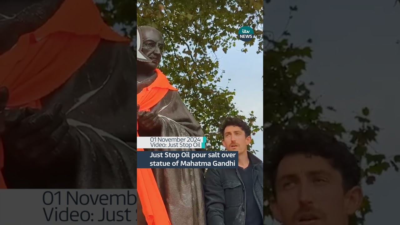 Just Stop Oil poured salt over a statue of Mahatma Gandhi in London 