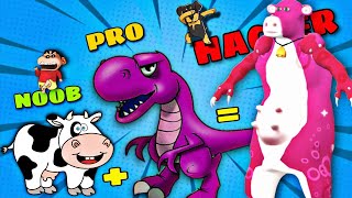 SHINCHAN and CHOP FUSING T-REX WITH A COW | Noob vs Pro vs Hacker In MERGE ANYTHING| IamBolt Gaming