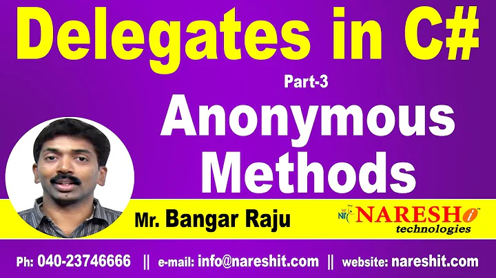 Anonymous Methods in C# | Delegates Part 3 | C#.NET Tutorial | Mr. Bangar Raju