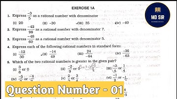 Rational Numbers | Class 8 Exercise 1A Question 1 | Rs Aggarwal | Md Sir