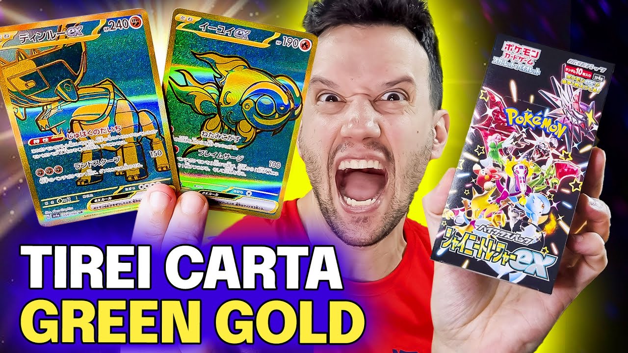 TIREI AS NOVAS CARTAS GREEN GOLD! Douradas Shiny Treasures | CAPITÃO HUNTER CARTAS POKEMON TCG