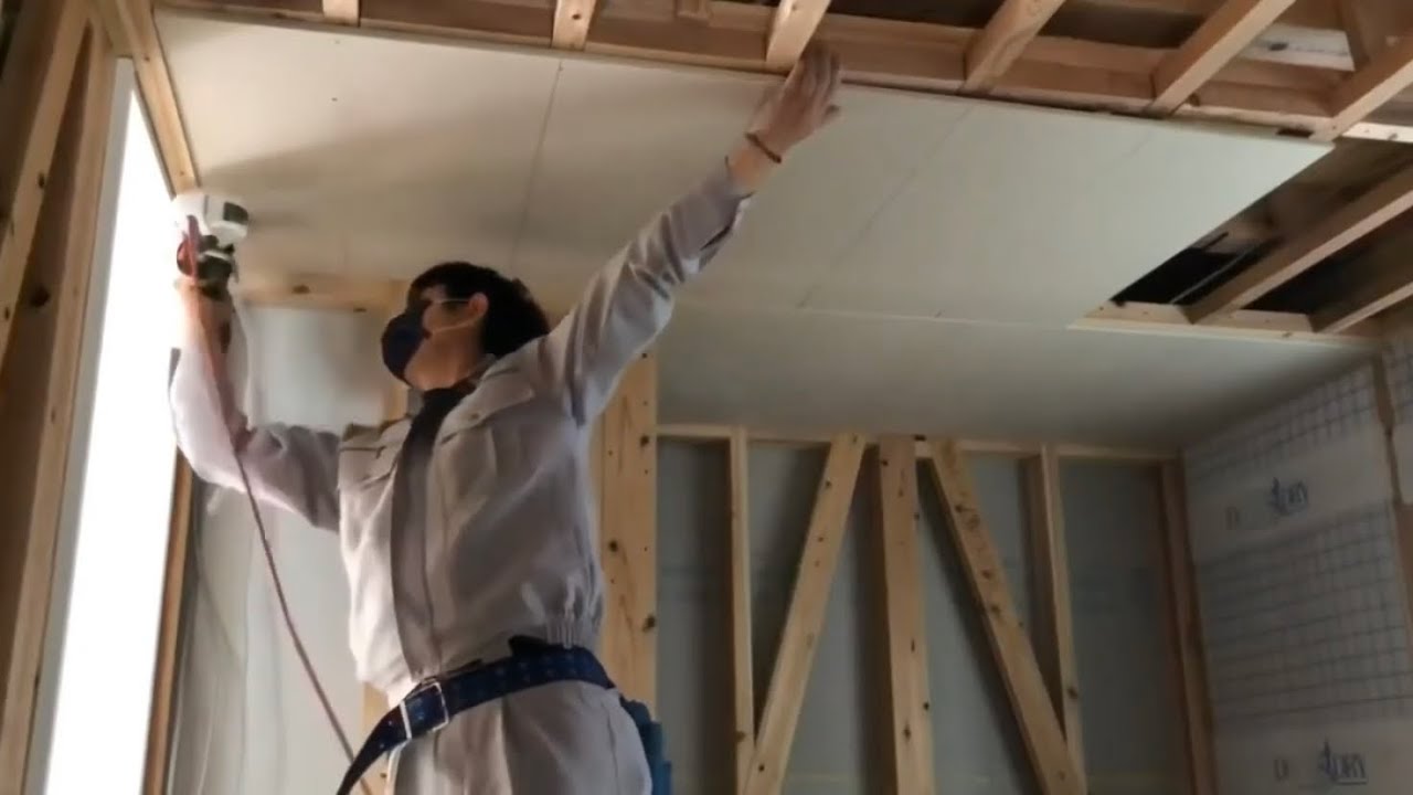 天井、壁ボード貼り【木造新築】【大工工事】