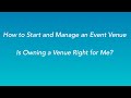 Owning & Managing An Event Venue