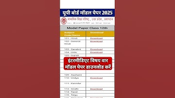 Up Board 12th Model Paper 2025 | Up Board Class 12th Model Paper 2025 Pdf Download | Up Board 2025