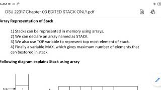 stack representation using array