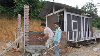 Trieu Thi Ca build a new life, built stairs to the house and plastered the kitchen wall - poor girl
