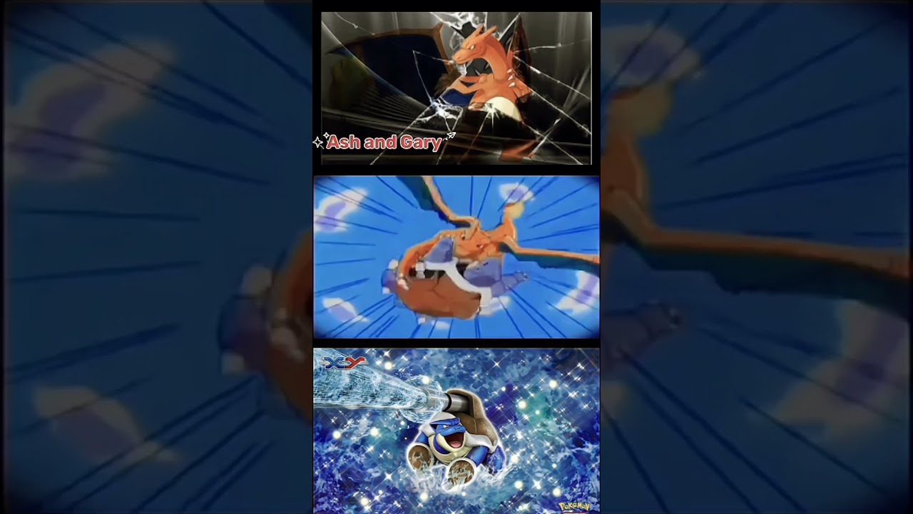 Ash and Gary Battle Ash Charizard attitude status 