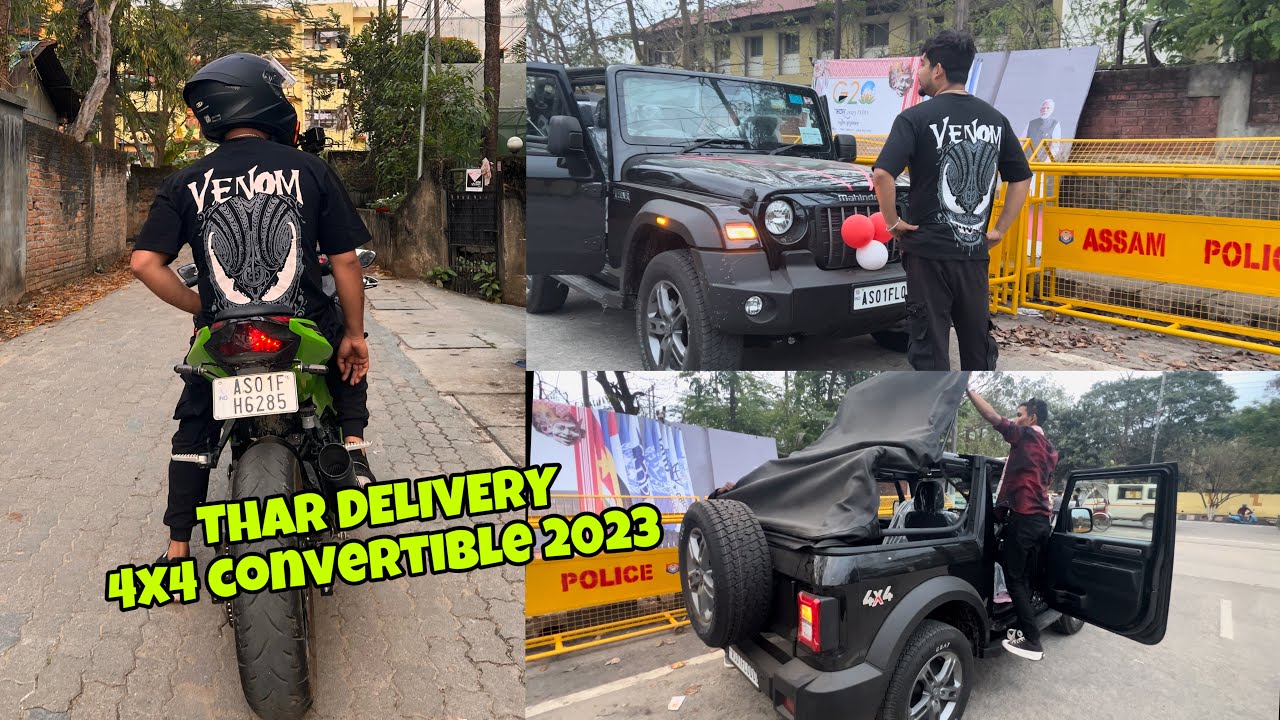Taking DELIVERY OF MAHINDRA THAR 2023 black 4x4 DIESEL TOP MODEL YouTube