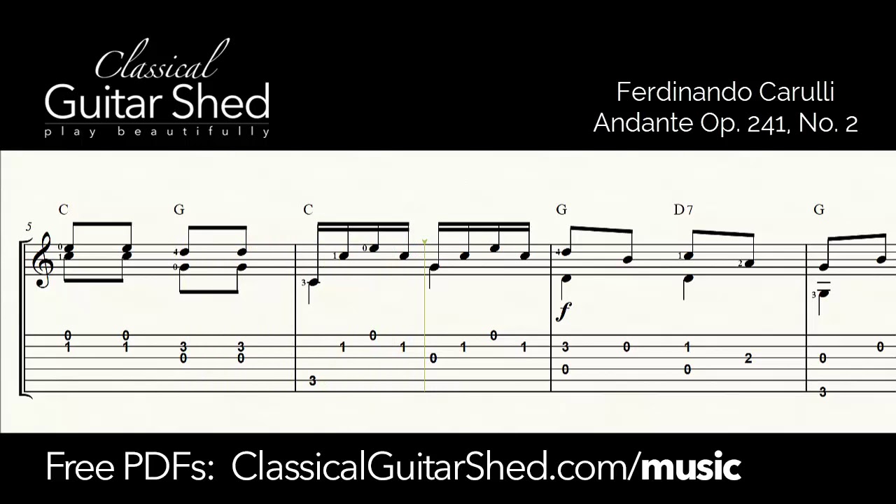 Carulli Op 241 No 2 Free Classical Guitar Sheet Music Youtube