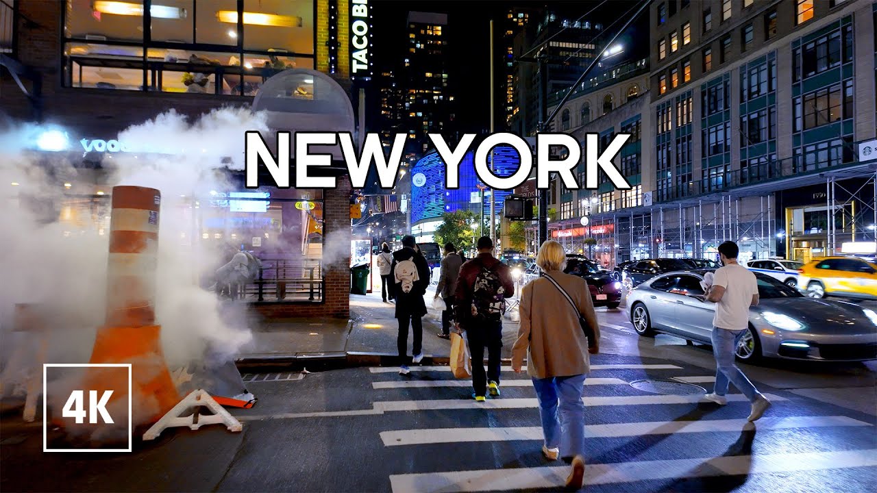 New York, Amerika Serikat | Manhattan | Jelajah Kota Malam 4K