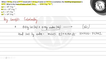 When \( 0.20 \mathrm{~kg} \) of ice at \( 0^{\circ} \mathrm{C} \) mixed with \( 0.30 \mathrm{~kg...