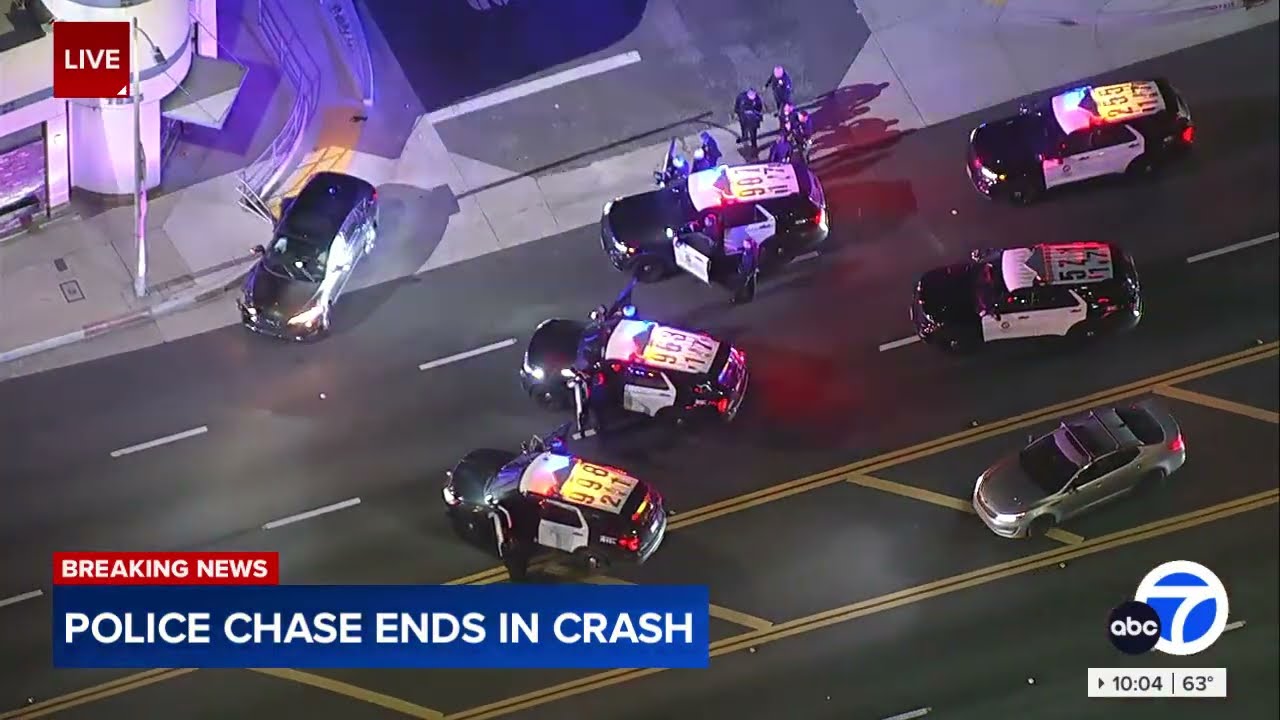 FULL CHASE: Driver spins out of control, crashes during wild LA pursuit
