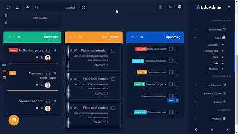 Education Admin Panel Dashboard with RTL Dark Theme