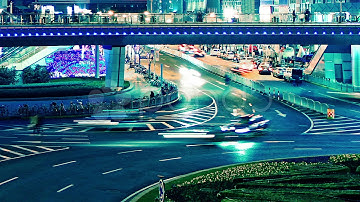 time lapse video of light trails of city traffic in shanghai, china. loopable. Stock Footage