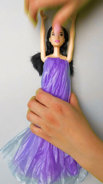 How To Make Stunning Doll Dress From Plastic Bag 🌟 #SHORTS